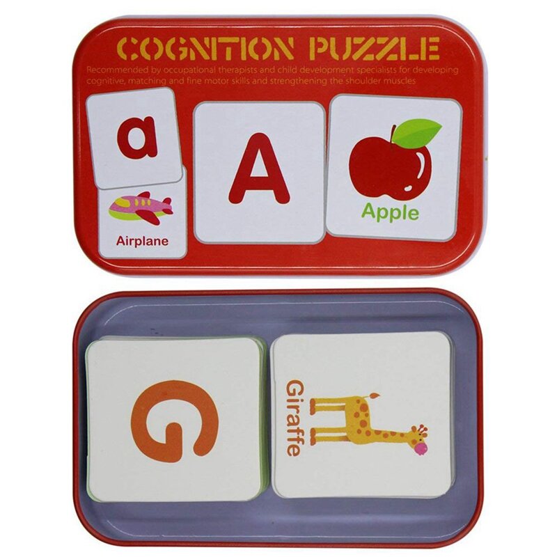 2X противоскользящие карты с алфавитом, Обучающие карты-пазлы, Интеллектуальный ящик для хранения алфавита
