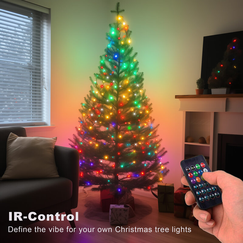 Guirnalda de luces LED de hadas, iluminación inteligente IC RGB, programable, WS2812B, USB, decoración para el hogar, dormitorio, Navidad y boda