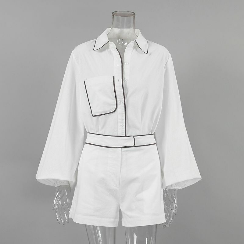 Blusas e shorts femininos de algodão e linho manga comprida, conjuntos combinando, conjuntos casuais, nova moda, 2 peças