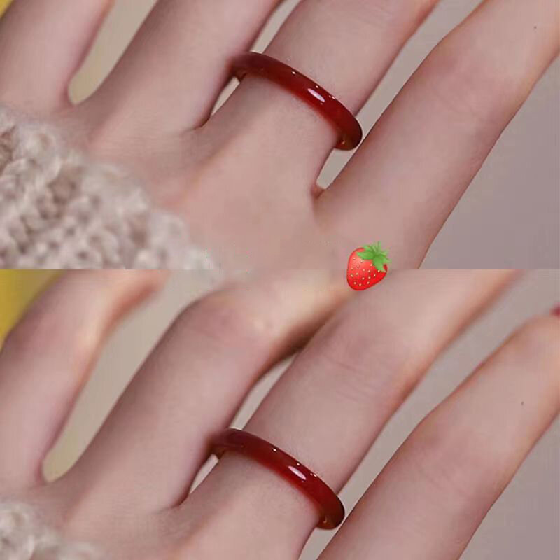 Biały agat pierścionek czerwony zielony czarny chalcedon okrągły pierścionek biżuteria akcesoria wisiorek