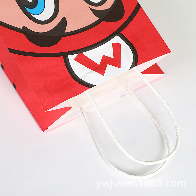 Bolsa de papel Kraft para fiesta de cumpleaños de Super Mario Bros, bolsa de papel de regalo temática, bolsa de dulces, artículos de regalo de cumpleaños para niños