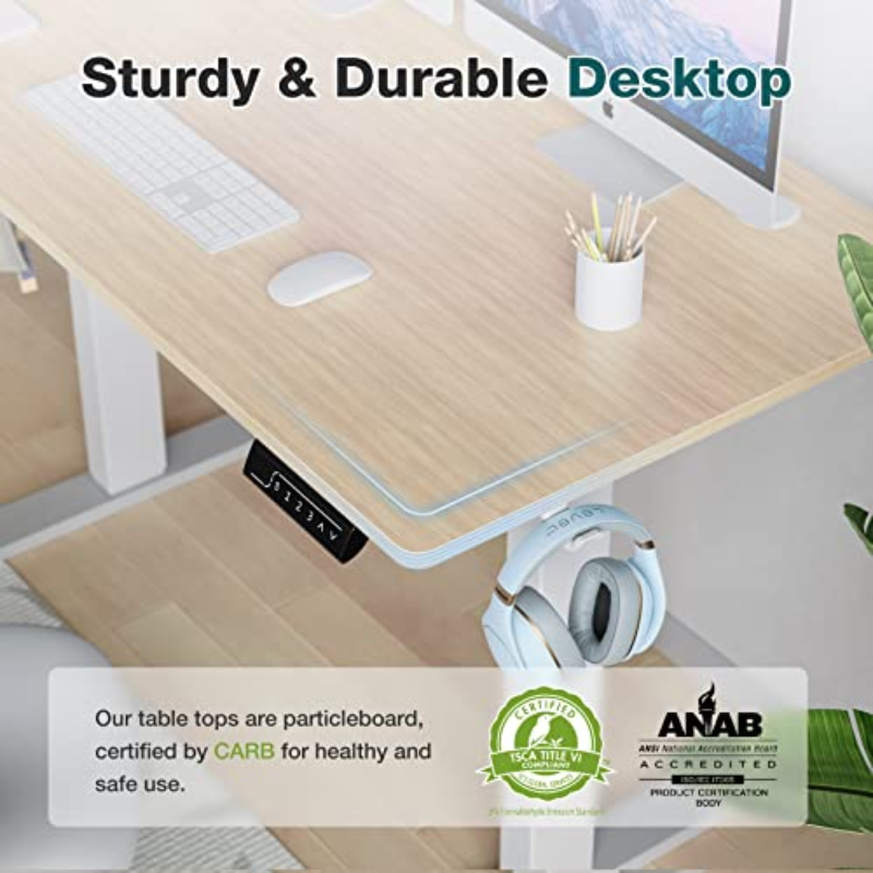 Electric Standing Desk,48 x 24in Adjustable Height Electric Stand up Desk Standing Computer Desk Bamboo Texture