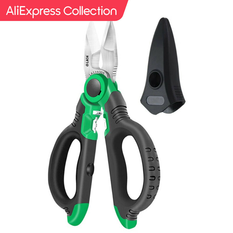 AliExpress Collection LAOA Electrician Scissors 6/7/8 Inch Wire Stripper Wire Cutter Crimpper Open Handle Stainless Shears Cable