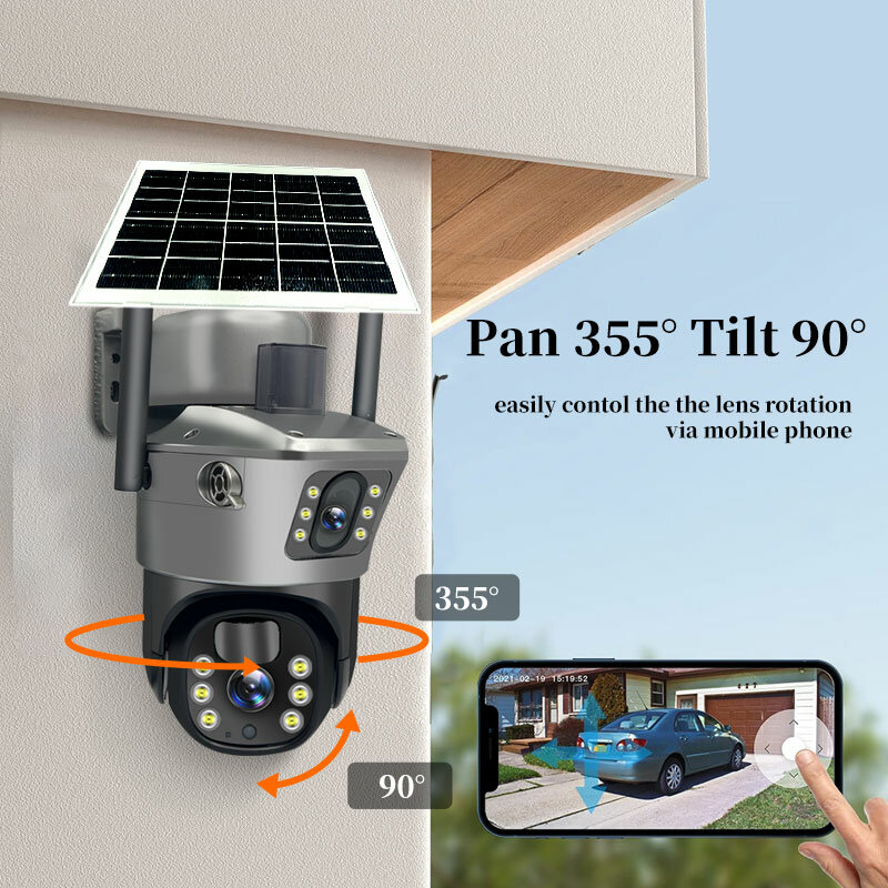 Telecamera WIFI per televisione a circuito chiuso allargata v380 Pro 10X, televisore a circuito chiuso solare da 5mp wireless per esterni 360 pan