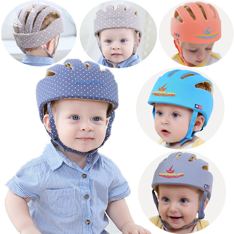 幼児用の調節可能な綿の安全ヘルメット,赤ちゃんの頭の保護帽子,子供のファッション,調節可能な補助具