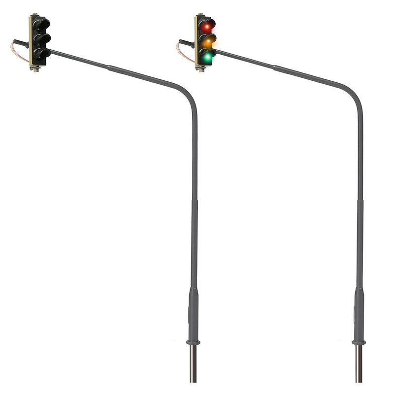 Evemodel HO-luces de tráfico colgantes a escala, bloquean señales de un solo lado para tráfico derecho (RHT) JTD8711R (paquete de 2)