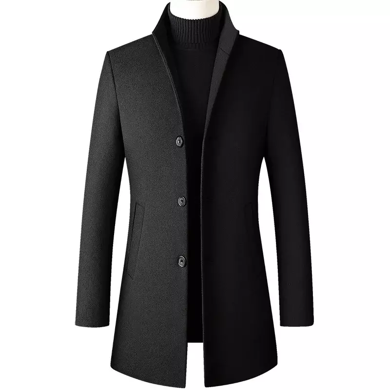 BROWON-Veste longue en laine pour homme, manteau d'affaires décontracté, coupe-vent résistant, nouvelle collection automne et hiver 2024