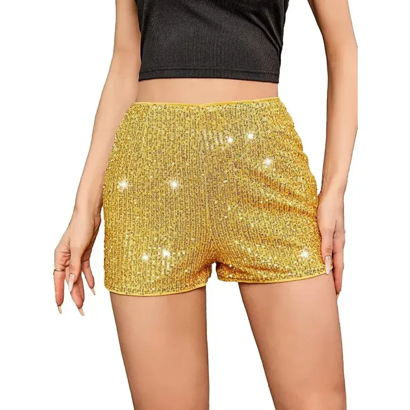 Summer Shorts Women Clothes Sequined Stretch Slim Sexy Club Sequins Shiny Shorts Female Streetwear Sequin Performance Costume