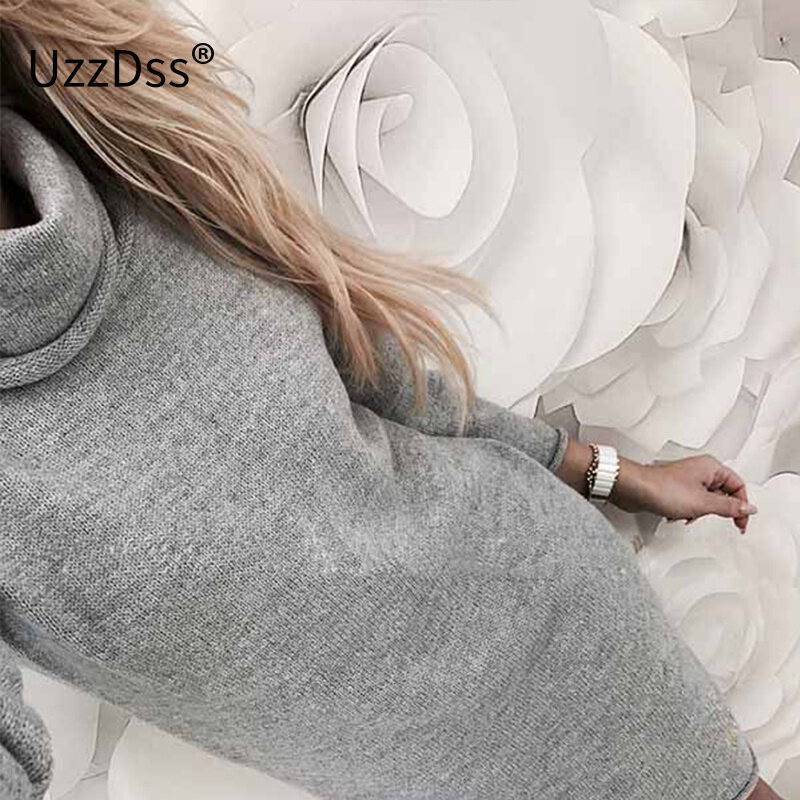 2024 Fashion Lady's Sweater Solid Turtleneck Long Casual Sleeve Pullove Dress Sueteres dress