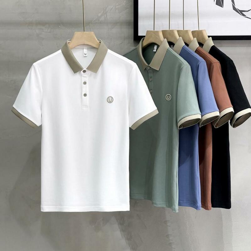 Revers Kragen T-Shirt stilvolle Herren Sommer T-Shirt mit Turn-Down-Kragen Knopf Detail lierung Casual Business für Männer für Komfort