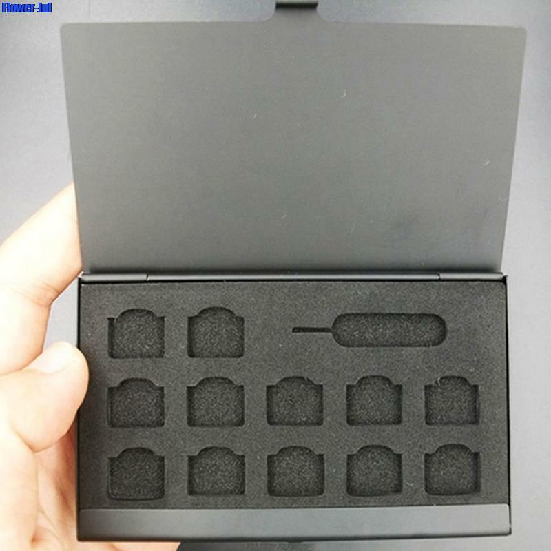 12-Slots-NANO + 1-Slot-Card-Pin Aluminium Draagbare Sim Micro Pin Sim-kaart Nano Geheugenkaart Opslag box Case Protector Houder 1Pc