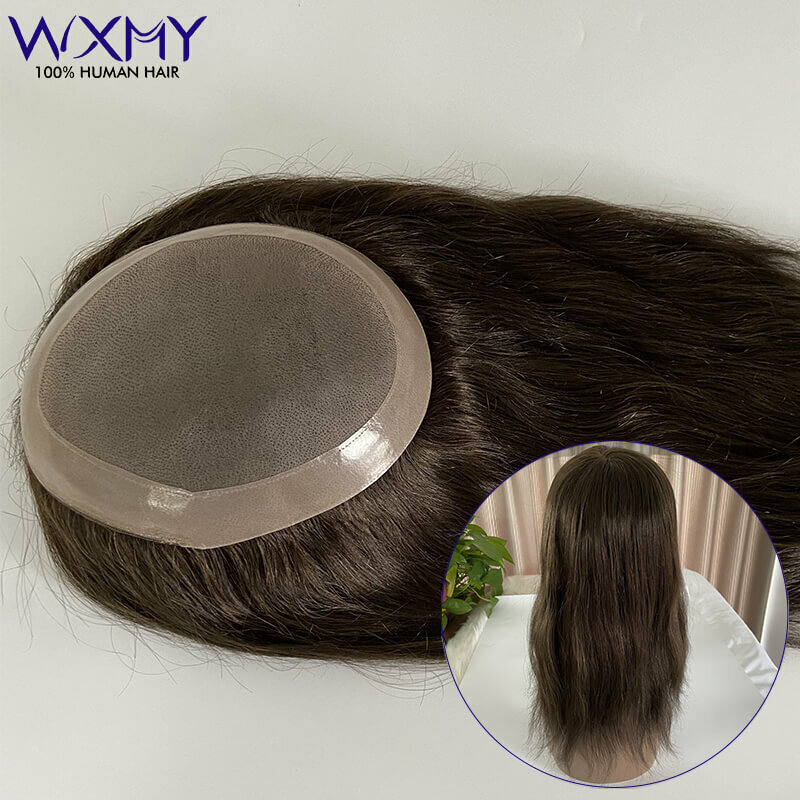 Fine Mono With Pu Base Women Topper Systems Long Straight Hair Toppers For Women 100% Remy Human Hair Wigs For Woman Hairpieces