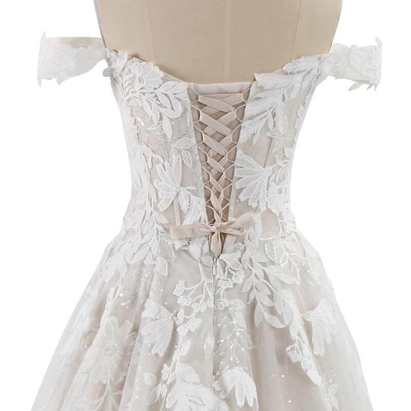 Gaun pengantin renda bahu terbuka mewah untuk wanita gaun pesta dansa 2024 gaun pengantin elegan untuk wanita gaun pesta malam 2023