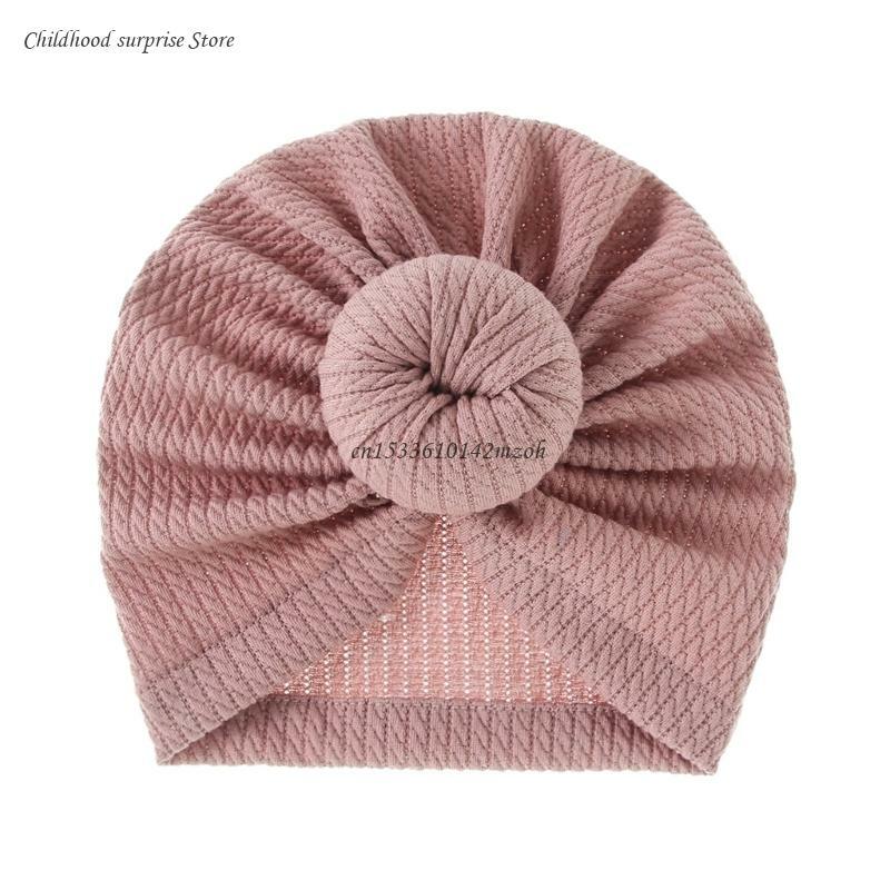 Turban dziecięcy kapelusz czapka typu beanie dużym kokiem dla dziewczynek 0-18M oddychający wiosenny nakrycie głowy bardzo kok