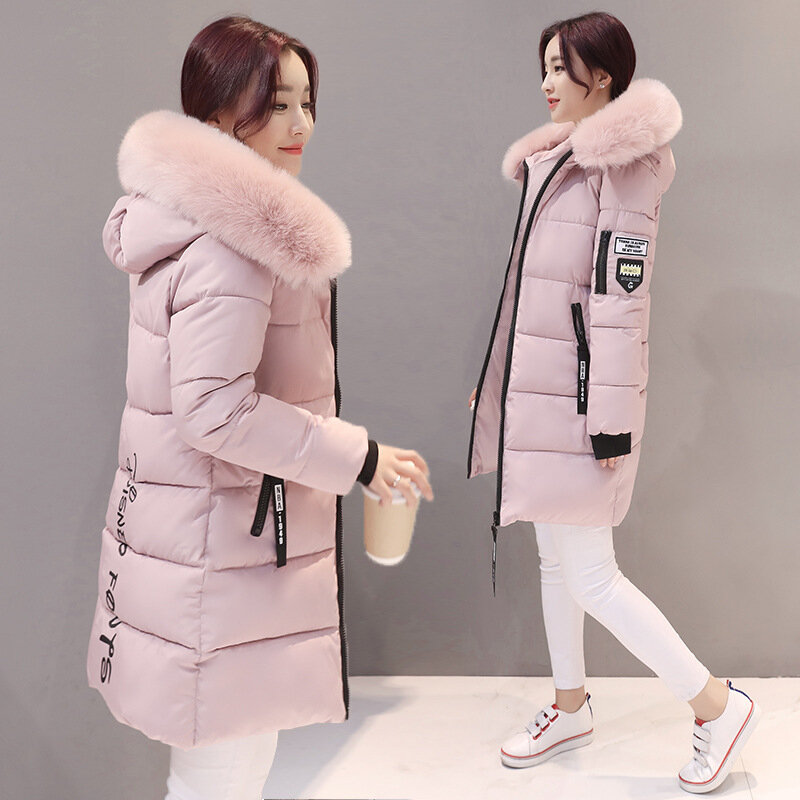 Парки, Женская куртка, новинка 2021, зимняя облегающая куртка на хлопковом наполнителе, Женская Толстая куртка средней длины, женская зимняя куртка, пальто