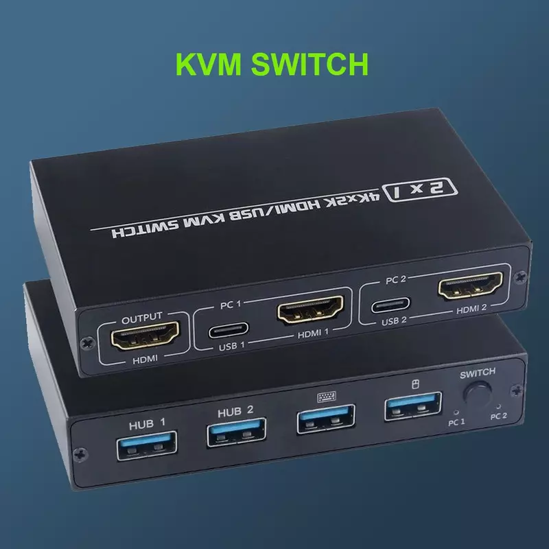 HDMI KVM 스위치, 4 포트, 4K USB 스위치, KVM VGA 스위처, 스플리터 박스 공유 프린터 키보드 마우스 KVM 스위치, HDMI USB 허브
