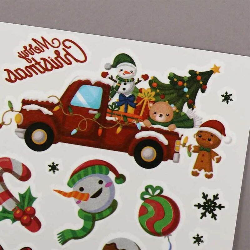 만화 크리스마스 임시 문신 스티커, 유령 산타 클로스 어린이 문신, 겨울 요소 방수 문신, 10 개