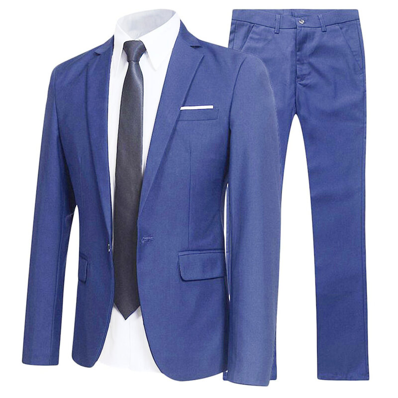Setelan tuksedo pria, jas Blazer dan celana Set Slim Fit, jaket mantel untuk pesta Formal Tersedia banyak warna