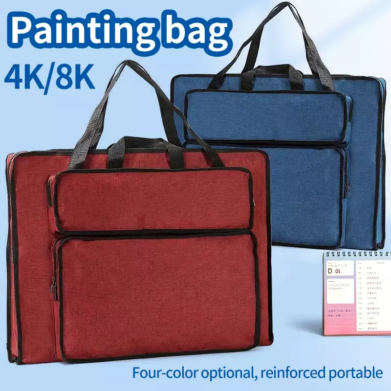 Tas gambar nilon tahan air 8K/4K, tas papan lukisan sederhana, perlengkapan seni sketsa seniman, 4 warna