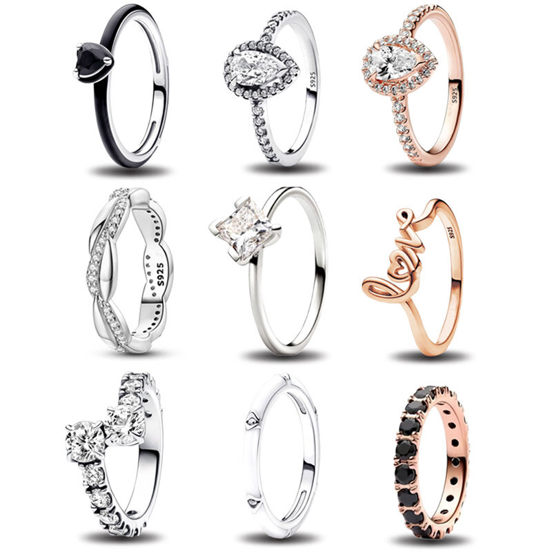 Silver 925 Animal Geometric Lines Starry Sky Rings for Women Zircon Design Original Sparkling Zircon Rings Festival Jewelry Gift
