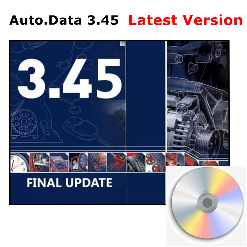 Auto data-software de reparación de automóviles, versión 2024, actualización de software de coche v3.45, envío por CD, disco Flash USB, 3,45