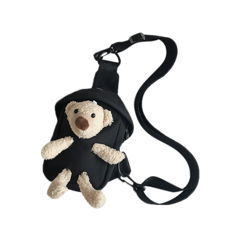 ASDS-Fashion Cartoon Doll Chest Bag Women's Cute Sports Bear Bag Casual Messenger Bag Mini Student Canvas Bag