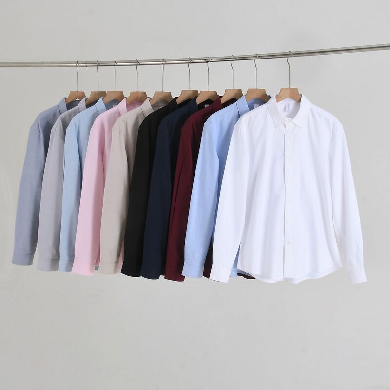 Camisa de manga comprida masculina, Versão coreana, Magra, Negócios, Casual, Formal, Branco puro, Trabalho profissional, Bonito, 814