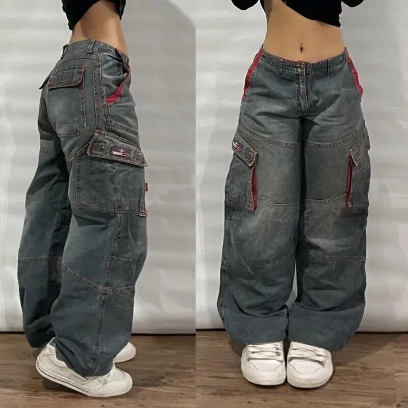 Y 2K Nieuwe Gewassen Baggy Jeans Street Retro Harajuku Multi Pocket Denim Broek Heren Hiphop Gothic Jeans Met Hoge Taille Wijde Pijpen