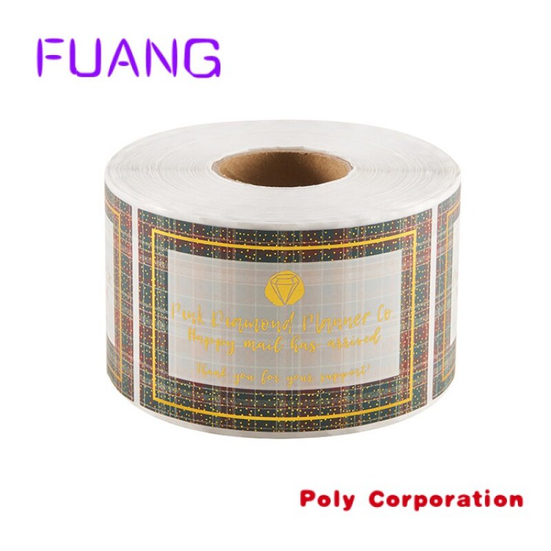 Custom  custom logo adhesive roll gold foil labels hot stamping waterproof stickers for product packaging