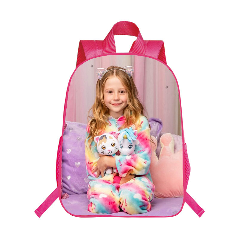 핑크 나스티아 프린트 방수 배낭, 여아용 경량 어린이 학교 가방, 여성 여행 도서 가방, 대용량, 16 인치