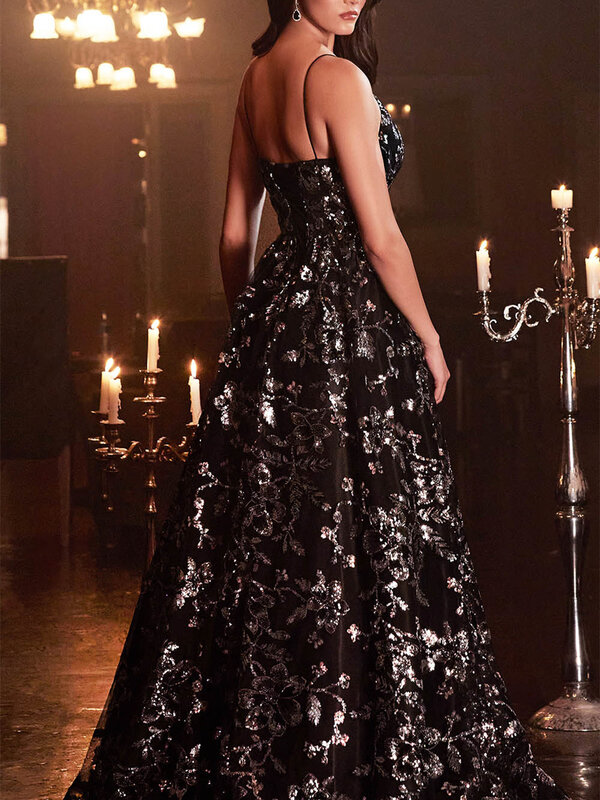 Gaun panjang lantai leher V rendah seksi 2024 gaun pengantin motif mewah gaun manik-manik Satin klasik Vestidos De Novia