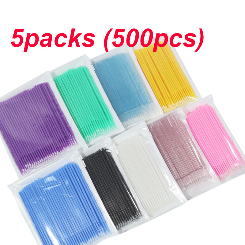500PCS/Lot Eyelash Brushes Cotton Swab Micro Individual Eyelashes Microbrush Removing Cleaning Lash Extension Supplies