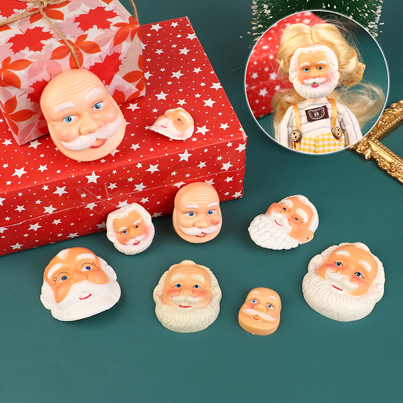 Mini máscara de cara completa de Papá Noel, casa de muñecas de Navidad, máscara de Papá Noel, barba de pelo, dibujos animados, juguete de decoración de casa de muñecas divertida