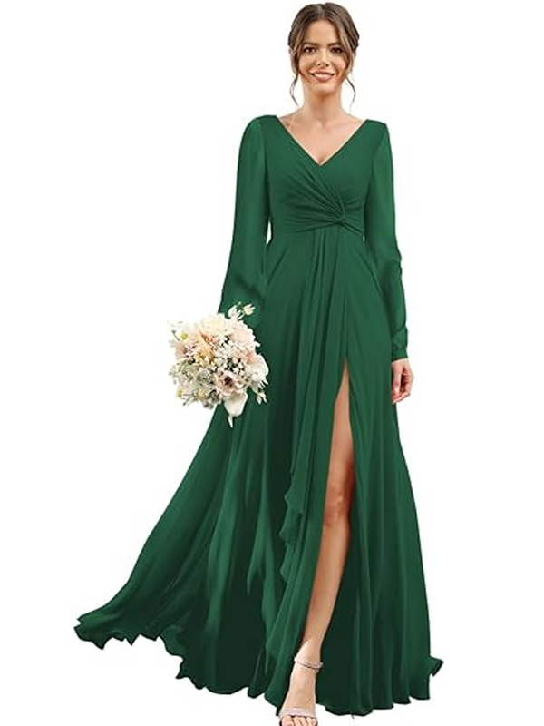 Oisslec balowa sukienka wieczorowa z eleganckim dekoltem z rozcięciem na udzie gwiazdy sukienki z długimi rękawami formalna sukienka o długości suknia wieczorowa sznurowana