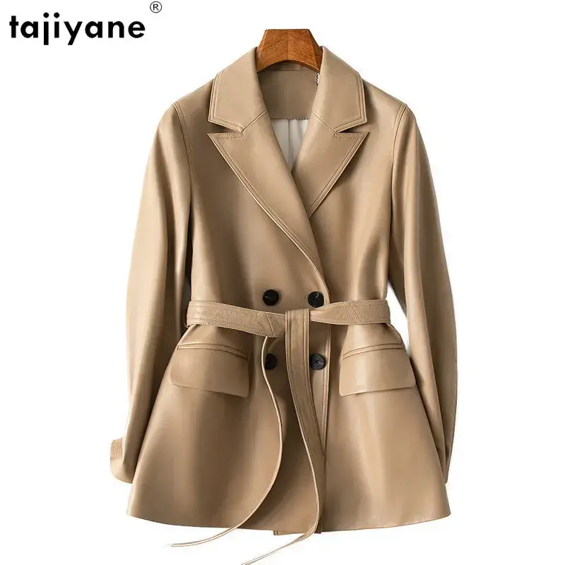 Tajiyane hochwertige Echt lederjacke für Frauen mittellanger, eleganter, echter Schaffell mantel