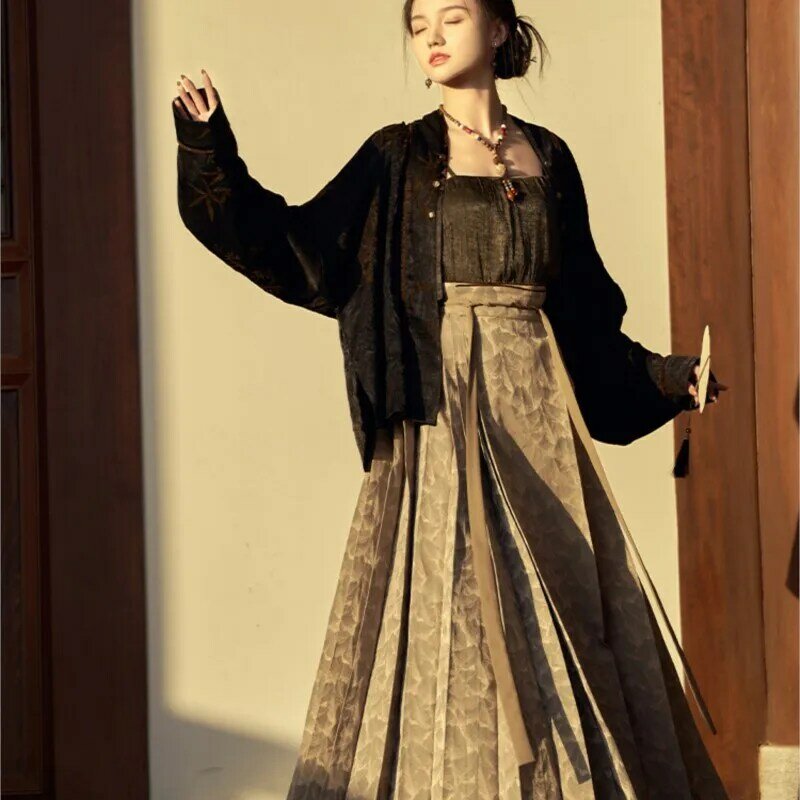Conjunto Retro de falda con tirantes y Top de estilo chino, novedad