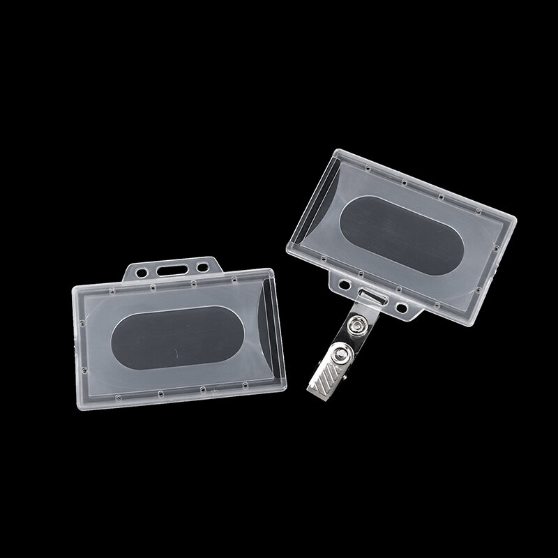 Soporte para tarjeta de identificación de 2 piezas, accesorio para cubierta de tarjeta, suministros de oficina con Clips de Metal