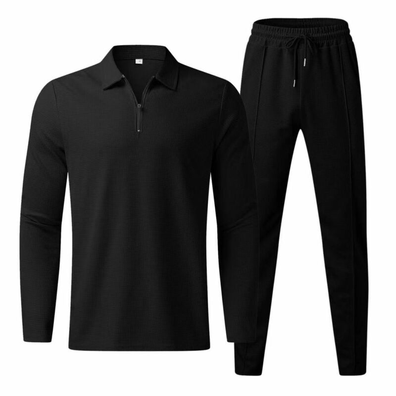 2024 Spring New Fashion Solid Color Long pants And Long Sleeves Two-piece Set For Sports And Leisure  Men's Set