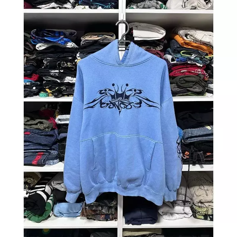 American New Street embroidery Hooded Loose sweatshirt Men Y2k Hip-hop Retro Harajuku Gothic Casual Unisex Hoodies Streetwear