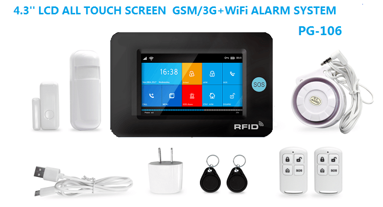 Sistem Alarm keamanan rumah, perangkat sistem Alarm keamanan rumah GSM Digital Tuya nirkabel layar sentuh Modern dengan kamera