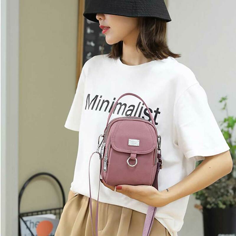 Women Handbag Shoulder Bag Phone Key Pouch Shopping Outdoor Solid Color Casual Nylon Decoration Pocket Compartments