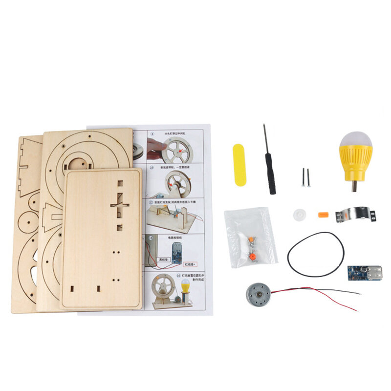 Generator tangan kayu mainan sains anak gagang lucu teknologi Gadget fisika Kit mainan pendidikan untuk anak-anak mainan belajar