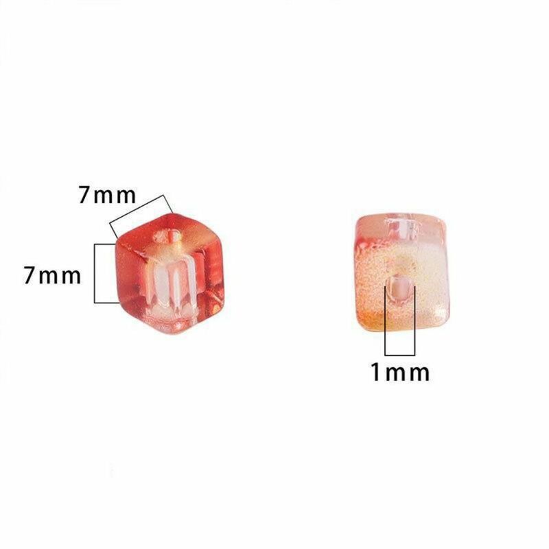 7mm DIY Beads with Sugar Cubes Glass Colored Handmad Beading Materials Sugar Cube Transparent