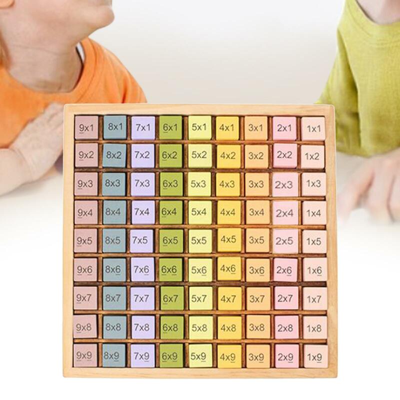 Tablero de multiplicación de arcoíris de madera, juguete de aprendizaje de habilidades matemáticas para niños