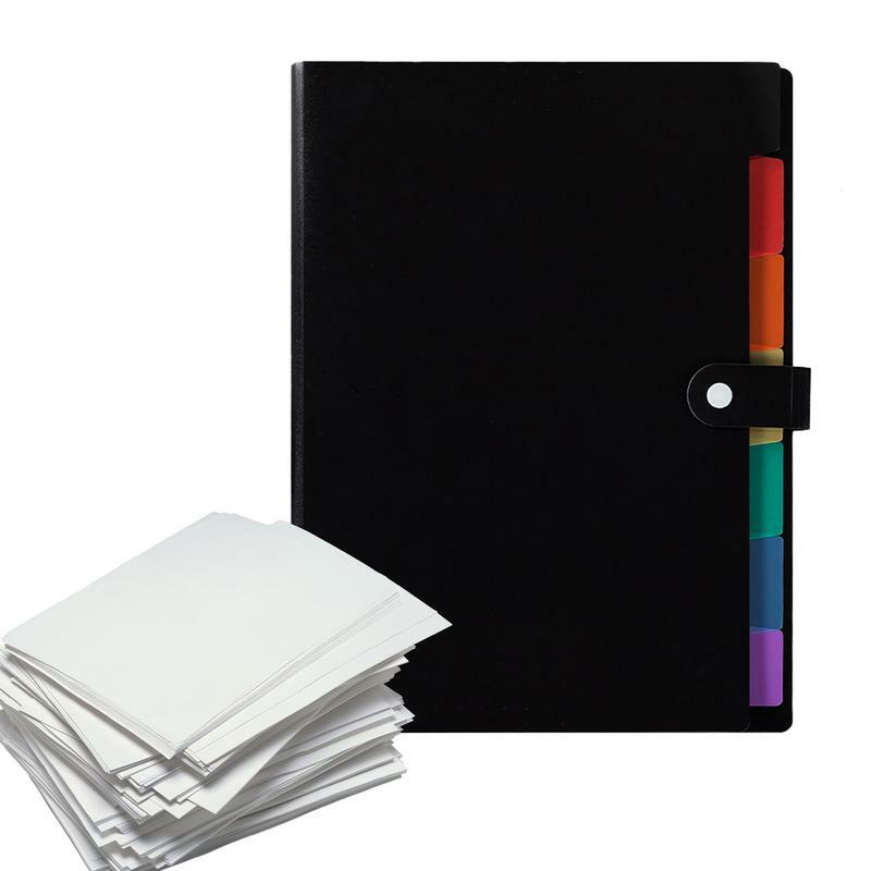 Expansão Organizador Acordeão com etiquetas coloridas, impermeável, papel grande, pasta de recibo do documento, simples 7-Pocket File