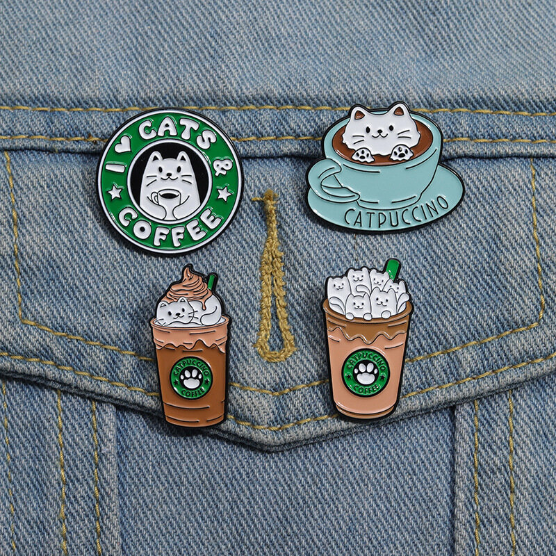 4-6Pcs Set Enamel Pins Custom Animal Brooches Lapel Badges Cartoon Cat Snake Puffer Jewelry Gift for Kids Friends