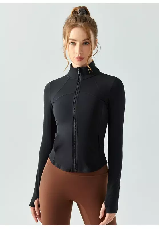 Sports Coat Women's Autumn and Winter Nude Slim Zipper Yoga Clothes Long Sleeve Outdoor Running Aerobics Fitness Jacket