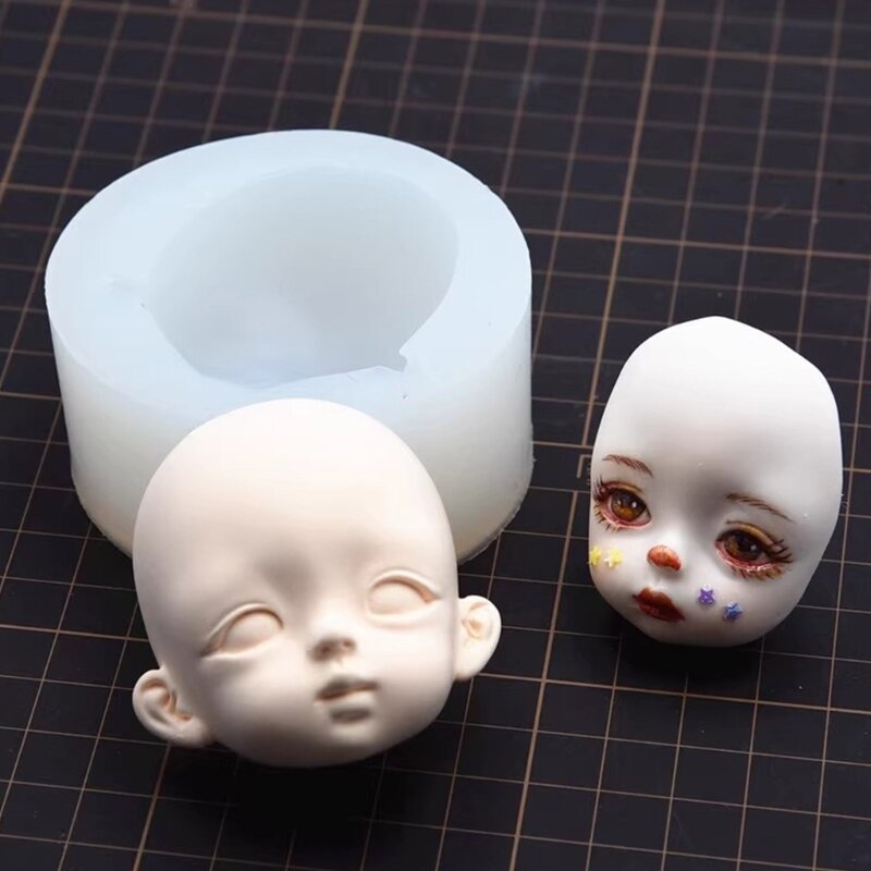 Cetakan Tanah Liat Boneka 3D Wajah Manusia Cetakan Sabun Kerajinan Tangan Cetakan Silikon Plester Keramik 517F
