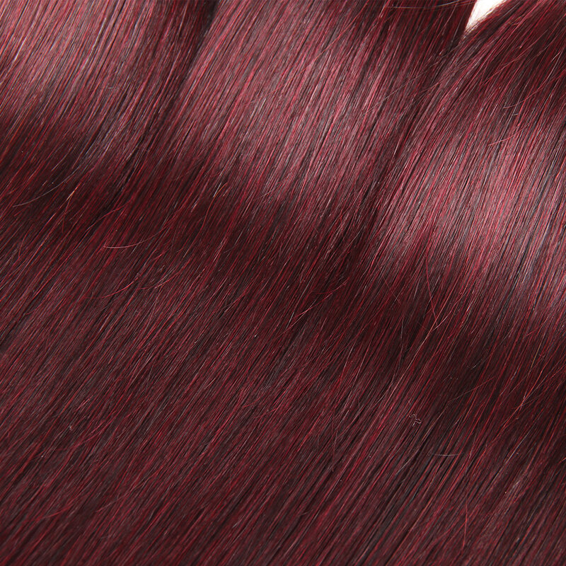 Extensões retas remy brasileiras do cabelo vermelho, cabelo natural de 100%, únicos pacotes, 30 polegadas, 99j lustroso