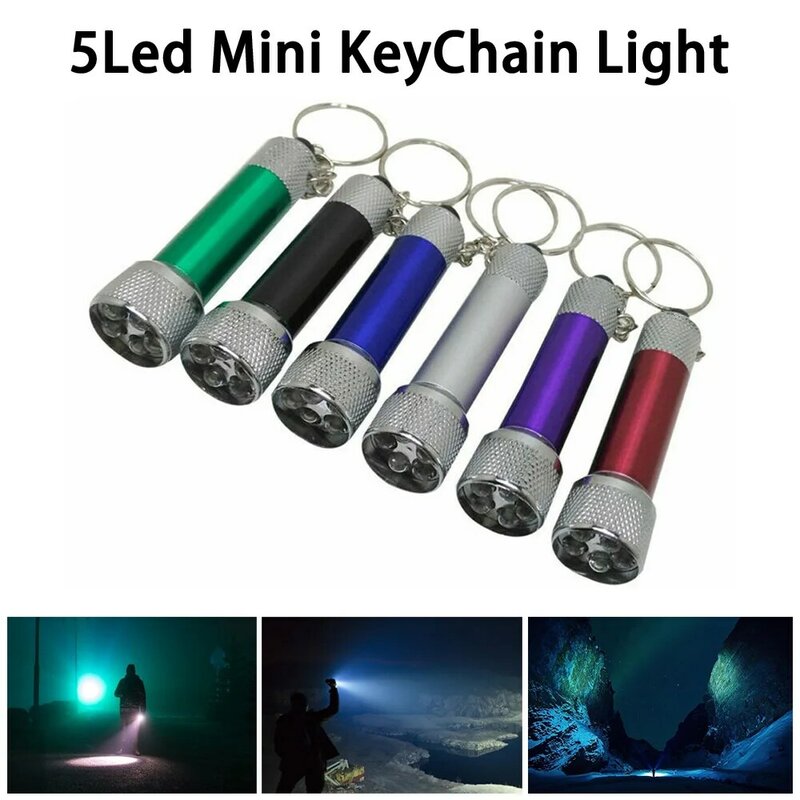 Mini Keychain Torch Lamp Built-in Button Battery LED Poket Light Flashlight with Key Buckle Outdoor Portable Emergency Lighting